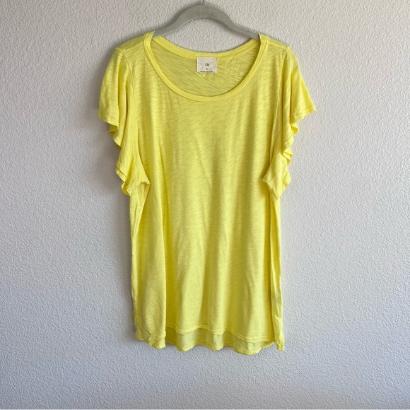 Anthropologie | t.la Women’s Yellow Flutter Ruffle Short Sleeve Top - Picture 1 of 13